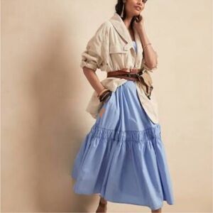 BANANA REPUBLIC POPLIN BACKLESS MAXI DRESS‎ NWT SZ MED